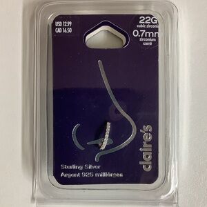 Claire's Sterling Silver Nose Ring with Cubic Zirconia